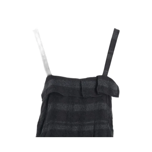 Fulling Finished Shadow Check Pleated Shoulder Strap Dress