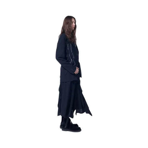 Wool Viyella Asymmetrical Pleated Jacket