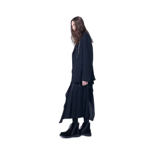 Wool Viyella Asymmetrical Pleated Jacket