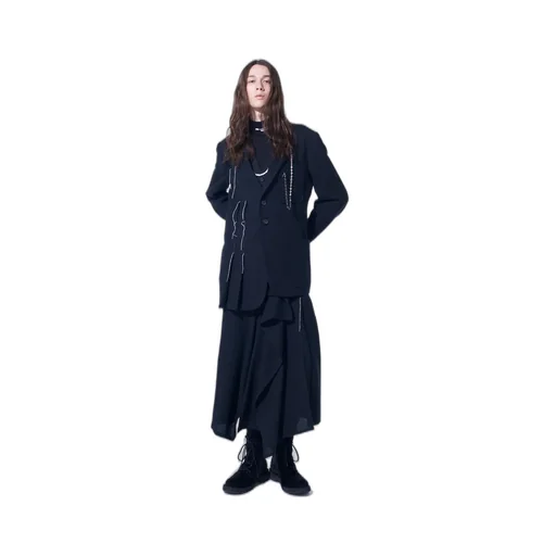 Wool Viyella Asymmetrical Pleated Jacket