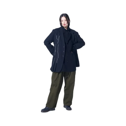 Wool Viyella Asymmetrical Pleated Jacket