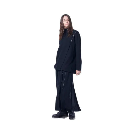 Wool Viyella Pleated Wrap Pants
