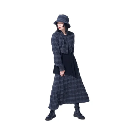Fulling Finished Shadow Check Cropped Bomber Jacket