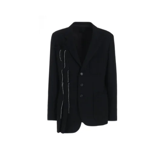 Wool Viyella Asymmetrical Pleated Jacket
