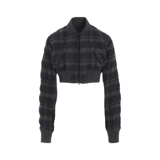 Fulling Finished Shadow Check Cropped Bomber Jacket