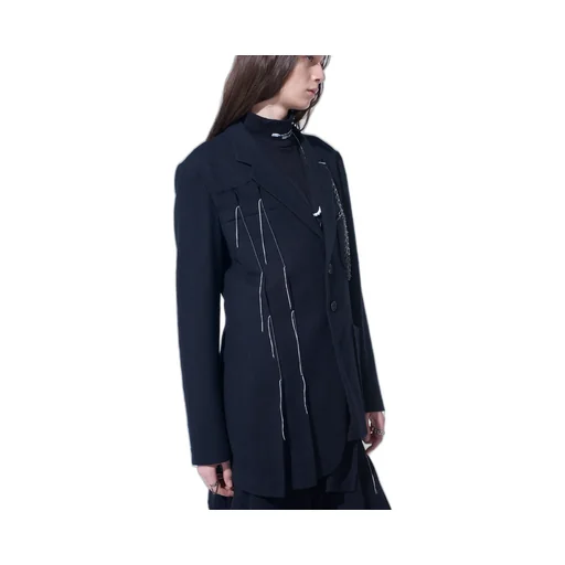 Wool Viyella Asymmetrical Pleated Jacket