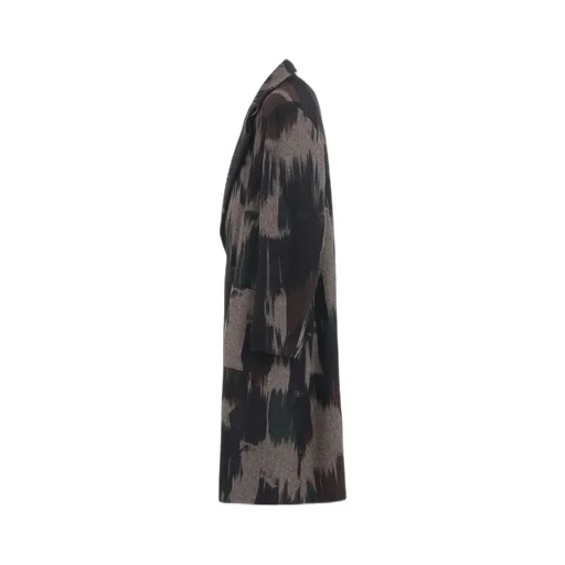 Camouflage Tweed Double-Breasted Snap Button Long Coat