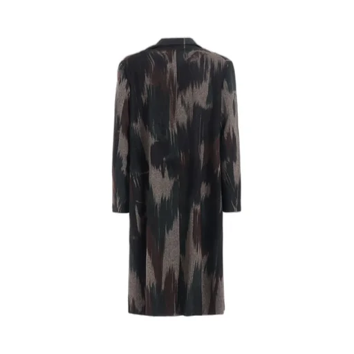 Camouflage Tweed Double-Breasted Snap Button Long Coat