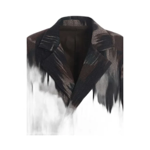 Camouflage Tweed Double-Breasted Snap Button Long Coat