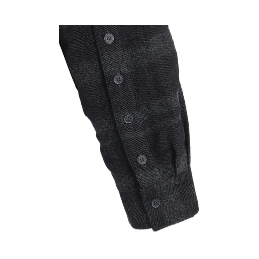 Fulling Finished Shadow Check Multi-Buttoned Sleeves Stand Collar Shirt