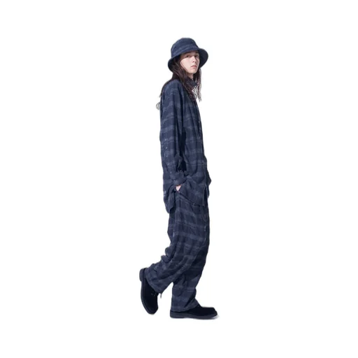 Fulling Finished Shadow Check Multi-Buttoned Sleeves Stand Collar Shirt