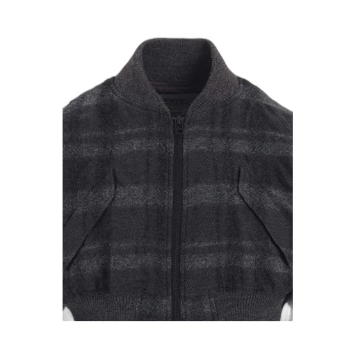 Fulling Finished Shadow Check Cropped Bomber Jacket