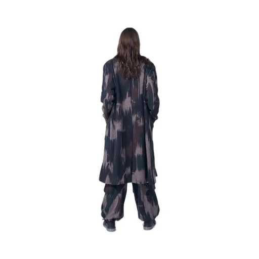 Camouflage Tweed Double-Breasted Snap Button Long Coat