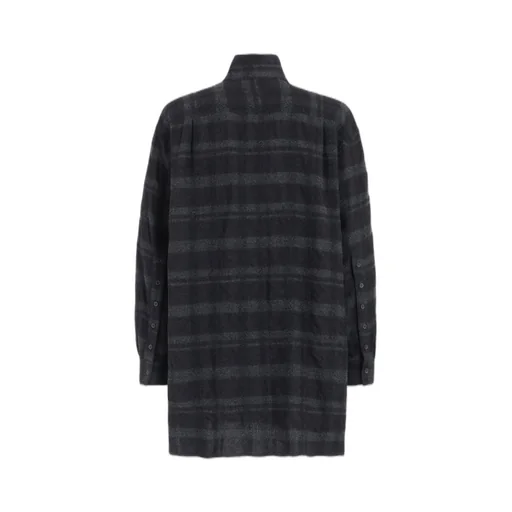 Fulling Finished Shadow Check Multi-Buttoned Sleeves Stand Collar Shirt