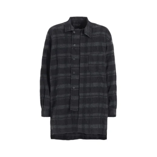 Fulling Finished Shadow Check Multi-Buttoned Sleeves Stand Collar Shirt