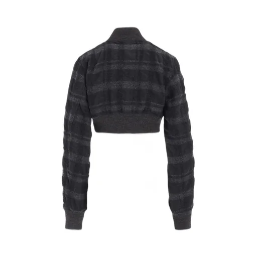 Fulling Finished Shadow Check Cropped Bomber Jacket