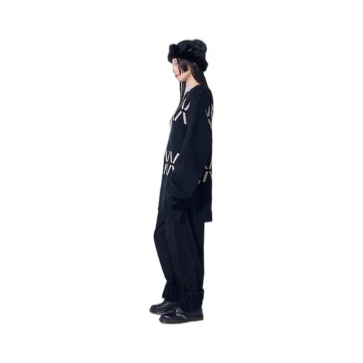 Bulky Wool Birds Eye Reversible Pullover