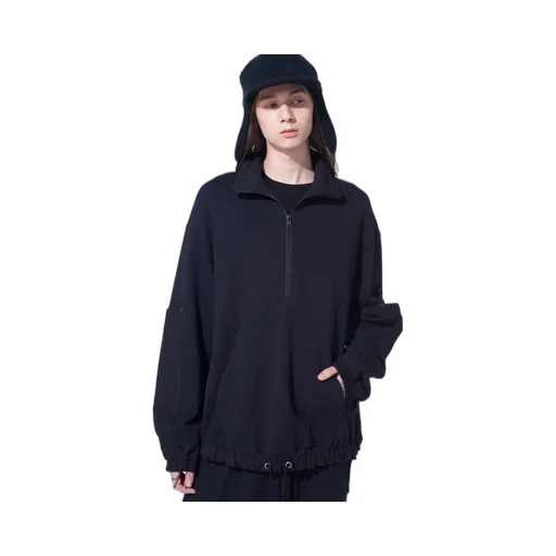 French Terry Patch Design High Neck Pullover