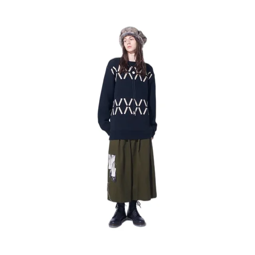 Bulky Wool Birds Eye Reversible Pullover