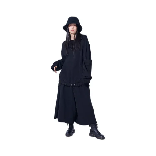 French Terry Patch Design High Neck Pullover