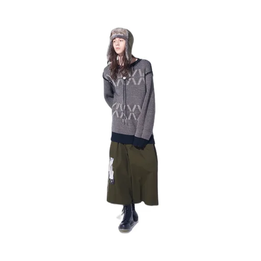 Bulky Wool Birds Eye Reversible Pullover