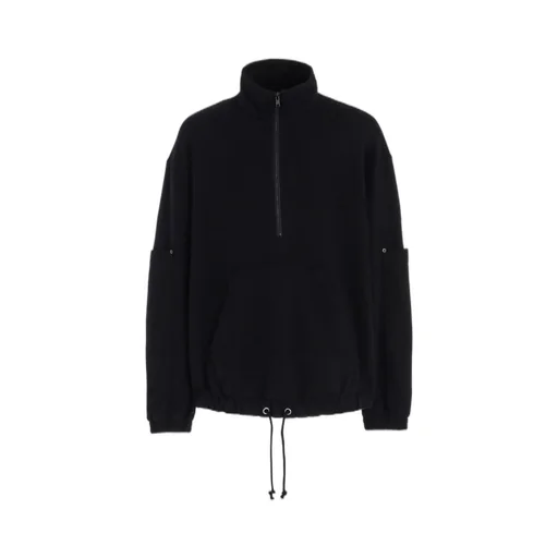 French Terry Patch Design High Neck Pullover
