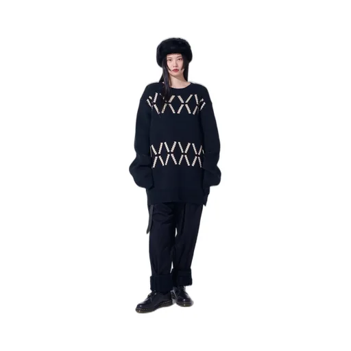Bulky Wool Birds Eye Reversible Pullover