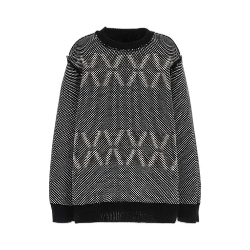 Bulky Wool Birds Eye Reversible Pullover