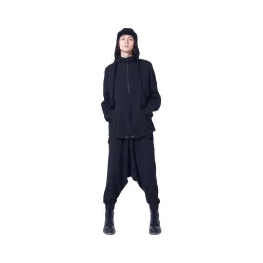 French Terry Patch Design High Neck Pullover
