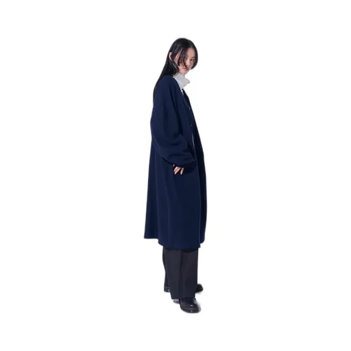 Airy Jersey Collarless Long Cardigan