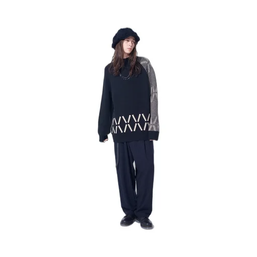 Bulky Wool Birds Eye Reversible High Neck Knit