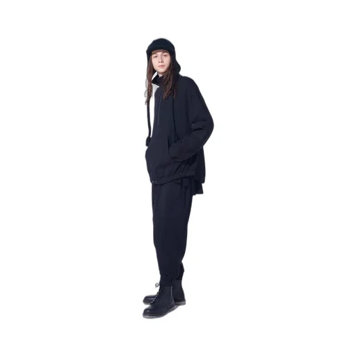 French Terry Patch Design High Neck Pullover