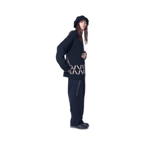 Bulky Wool Birds Eye Reversible High Neck Knit