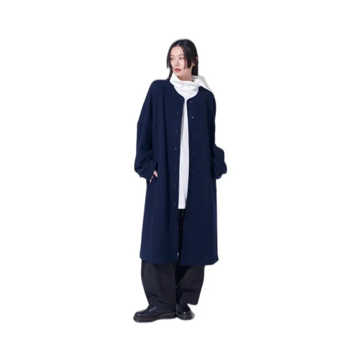 Airy Jersey Collarless Long Cardigan