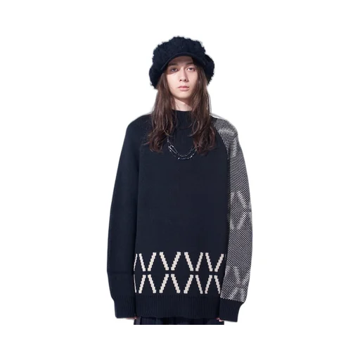 Bulky Wool Birds Eye Reversible High Neck Knit