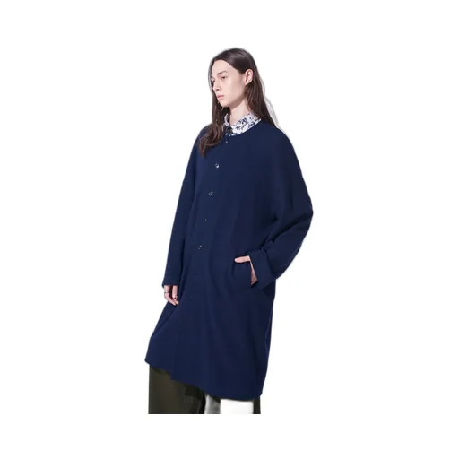 Airy Jersey Collarless Long Cardigan