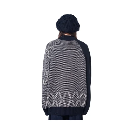 Bulky Wool Birds Eye Reversible High Neck Knit