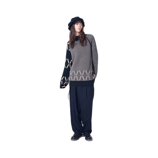 Bulky Wool Birds Eye Reversible High Neck Knit