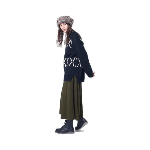 Bulky Wool Birds Eye Reversible Pullover