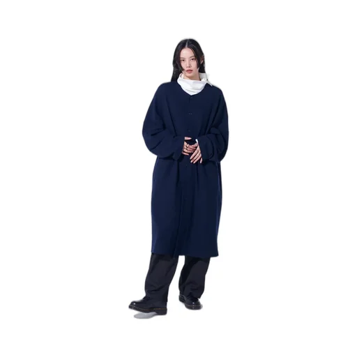 Airy Jersey Collarless Long Cardigan