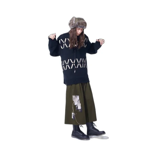 Bulky Wool Birds Eye Reversible Pullover