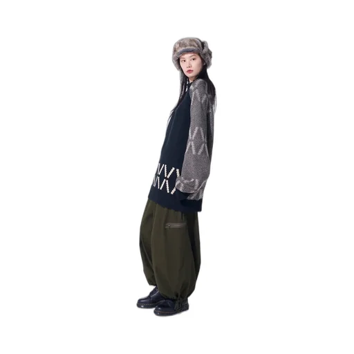 Bulky Wool Birds Eye Reversible High Neck Knit
