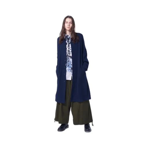 Airy Jersey Collarless Long Cardigan