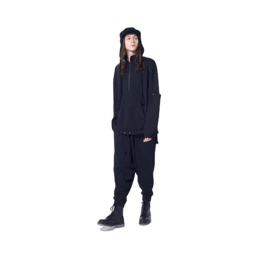 French Terry Patch Design High Neck Pullover