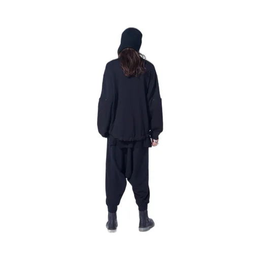 French Terry Patch Design High Neck Pullover