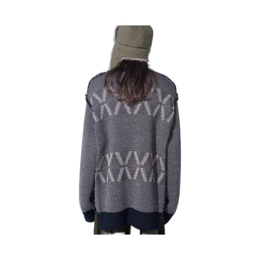 Bulky Wool Birds Eye Reversible Pullover