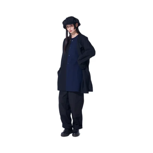 Airy Jersey Front Layer Band Collar Shirt