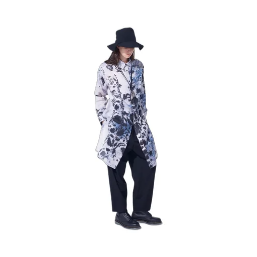 Floral Print Button Slits Long Shirt