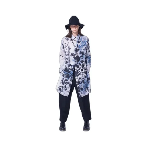 Floral Print Button Slits Long Shirt