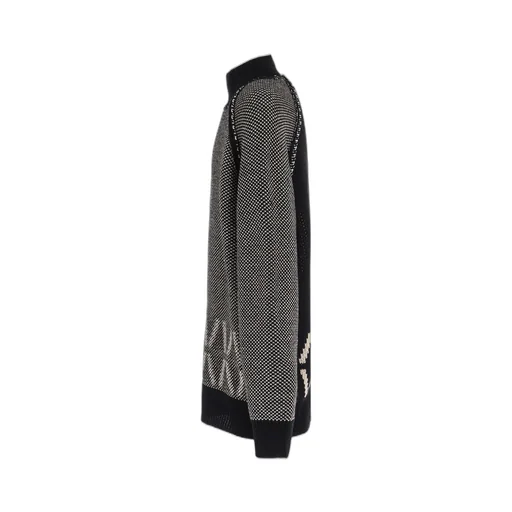 Bulky Wool Birds Eye Reversible High Neck Knit